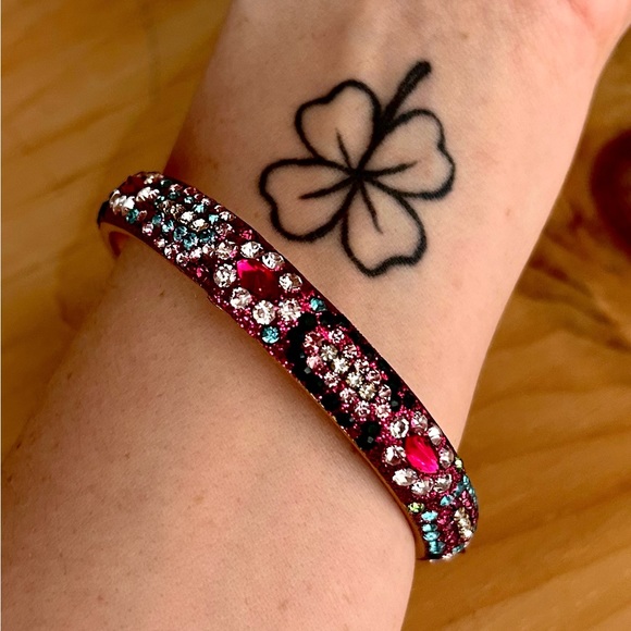 Deepa Gurnani Thin Multicolored Rhinestone Bangle - Picture 8 of 8